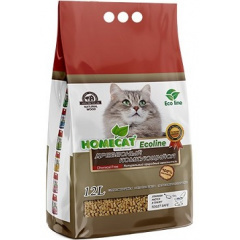 HOMECAT Ecoline  древесный комкующийся наполнитель для кошачьих туалетов 