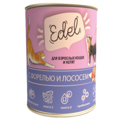 Edel Cat - Эдель Кэт Консервы для кошек нежные кусочки в соусе с форелью и лососем 400 гр 