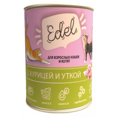 Edel Cat - Эдель Кэт Консервы для кошек нежные кусочки в соусе курица утка 400 гр 
