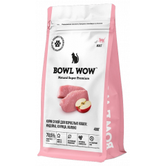 BOWL WOW Боул Воу сухой корм для взрослых кошек с индейкой и яблоком BOWL WOW Боул Воу сухой корм для взрослых кошек с индейкой и яблоком