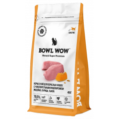 BOWL WOW Боул Воу сухой корм для взрослых кошек с чувствительным пищеварением индейка,курица и тыква BOWL WOW Боул Воу сухой корм для взрослых кошек с чувствительным пищеварением индейка,курица и тыква