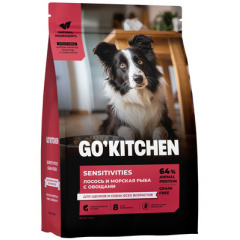 GO'KITCHEN Гоу Китчен полнорационный беззерновой сухой корм для щенков и собак всех возрастов с лососем и морской рыбой для чувствительного пищеварения GO'KITCHEN Гоу Китчен полнорационный беззерновой сухой корм для щенков и собак всех возрастов с лососем и морской рыбой для чувствительного пищеварения