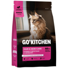 Скидка! GO'KITCHEN Гоу Китчен полнорационный сухой корм для котят и кошек, со свежей курицей, фруктами и овощами, 3.63 кг