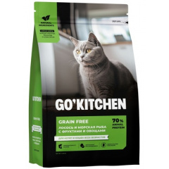 GO'KITCHEN GRAIN FREE Salmon&Seafish Гоу Китчен полнорационный беззерновой сухой корм для котят и кошек с лососем и морской рыбой GO'KITCHEN GRAIN FREE Salmon&Seafish Гоу Китчен полнорационный беззерновой сухой корм для котят и кошек с лососем и морской рыбой