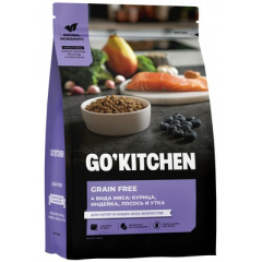GO'KITCHEN Гоу Китчен беззерновой сухой корм для котят и кошек 4 вида мяса: курица, индейка, утка и лосось GO'KITCHEN Гоу Китчен беззерновой сухой корм для котят и кошек 4 вида мяса: курица, индейка, утка и лосось