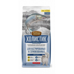 Деревенские лакомства Холистик Премьер сухой корм для кастрированных и стерилизованных кошек Лосось 