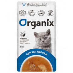 Organix паучи консервированный суп для котят, с треской, овощами и рисом, 80 гр Organix паучи консервированный суп для котят, с треской, овощами и рисом, 80 гр