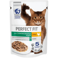 Perfect Fit влажный корм для стерилизованных котов и кошек с курицей в соусе 75 гр