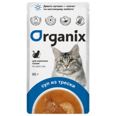 Organix паучи консервированный суп для кошек, с треской, овощами и рисом, 80 гр Organix паучи консервированный суп для кошек, с треской, овощами и рисом, 80 гр