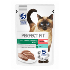 Perfect Fit влажный корм для стерилизованных котов и кошек, паштет с говядиной 75 гр