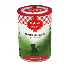 Приют Добрый городок. Родные корма "Мясное угощение" консервы с говядиной для щенков, 340 гр