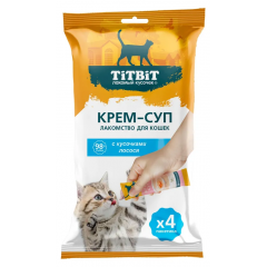 ТИТБИТ крем-суп лакомство для кошек с кусочками лосося