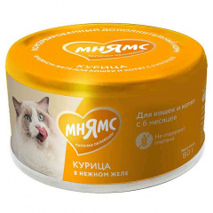 Приют Котэ. Влажный корм Мнямс для котят Курица в нежном желе 80 г