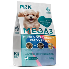 PINK MEGA 3 - Пинк сухой корм для собак Утка с клубникой крокет+вяленое+сублимированное мясо 1,8кг