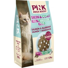 Pink MEGA BOOST Skin & Coat Пинк корм для здоровья кожи и шерсти кошек всех возрастов Лосось с черникой, 5кг