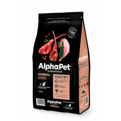 AlphaPet Superpremium АльфаПет сухой корм для взрослых кошек с ягненком и кроликом для выведения шерсти 