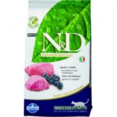 FARMINA N&D GF Cat Lamb&Blueberry Adult Фармина Корм для кошек беззерновой ягненок с черникой 10 кг 